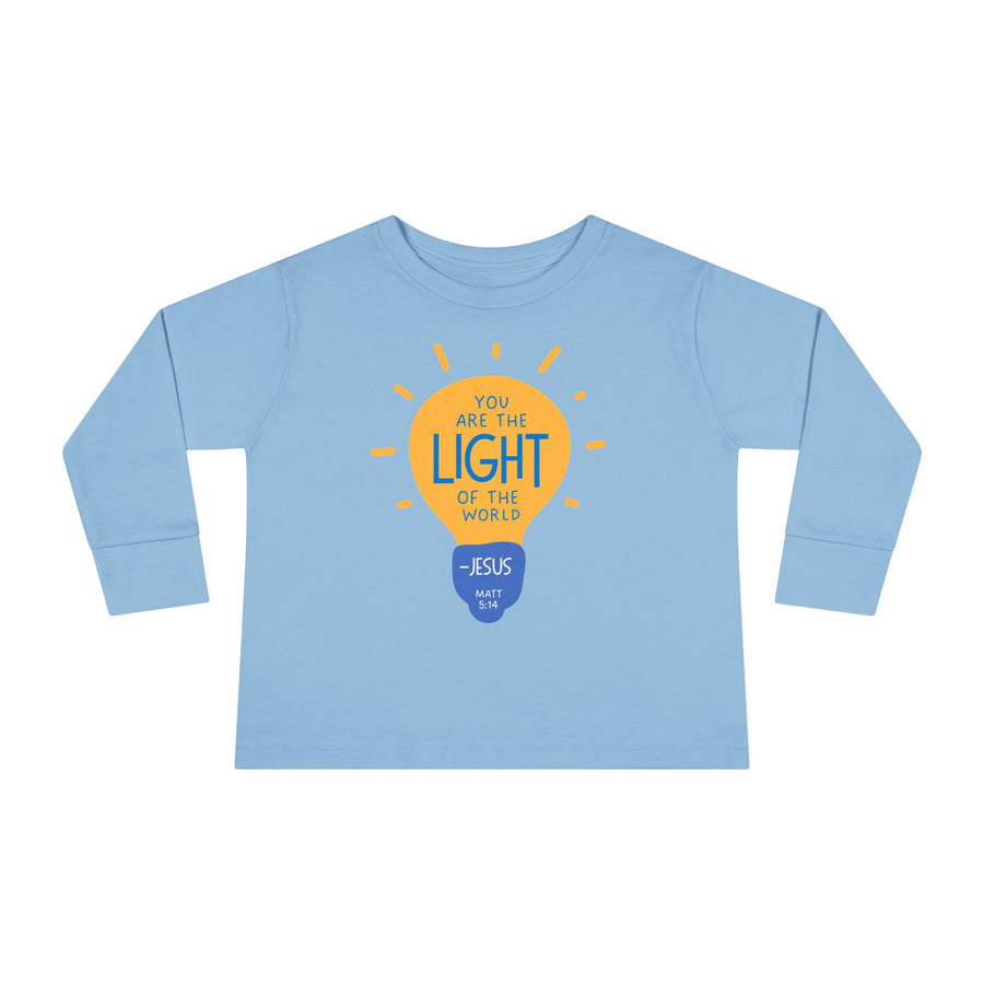 "You Are The Light Of The World"  - Jesus Quote - Lightbulb Long Sleeve - Toddler T-Shirt -  Sizes 2T-5T
