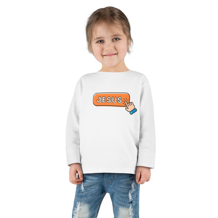 'Choose Jesus' Button Click - Toddler Long Sleeve Tee Shirt - Sizes 2T-6T